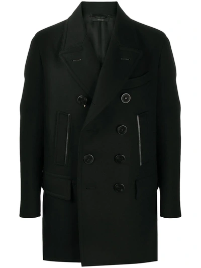 Shop Tom Ford Double-breasted Coat In Black