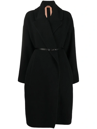Shop N°21 Belted-waist Coat In Black