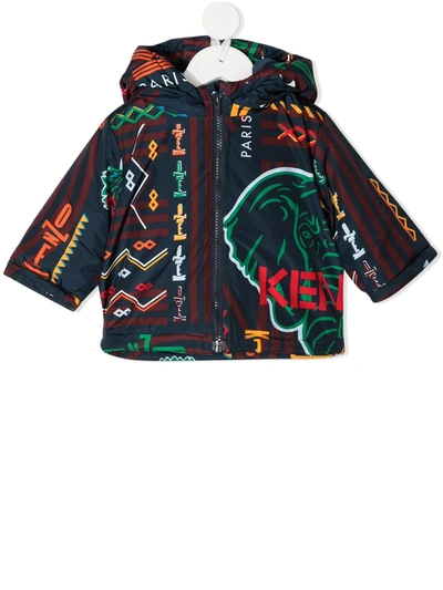 Shop Kenzo Zip-up Hooded Puffer Jacket In 蓝色