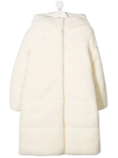 Shop Moncler Textured Padded Coat In White