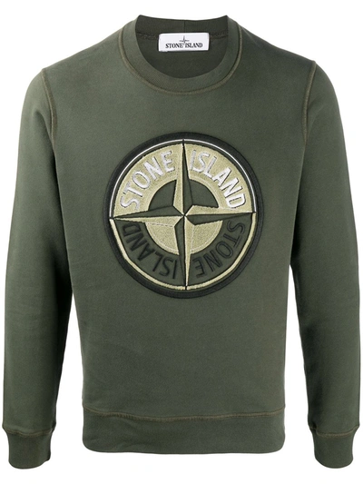 Stone Island Large Embroidered Compass Sweatshirt In Green | ModeSens