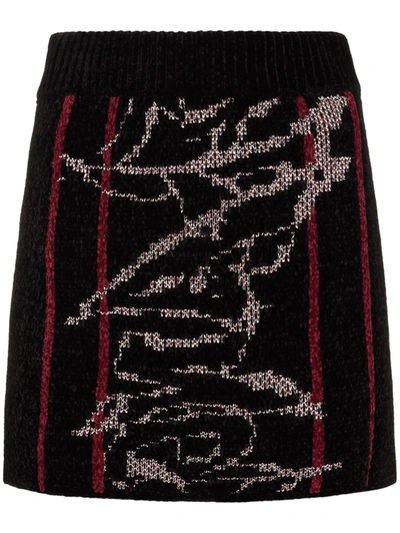 Shop Angel Chen Jacquard-knit Mini Skirt In Black