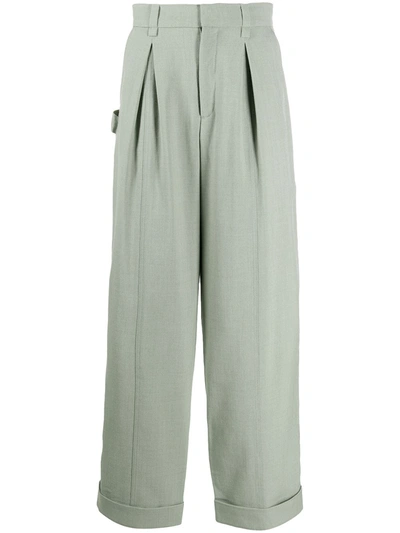 Shop Jacquemus Dart-detail Trousers In Green