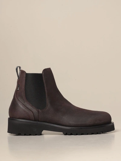 Shop Woolrich Slip On Chelsea Boot In Split Leather In Dark