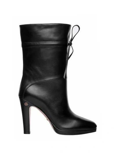 Shop Gucci Woman Ankle Boot With Double G In Nero