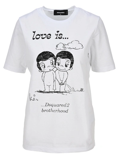 Shop Dsquared2 D Squared Love Is Brotherhood T-shirt In White