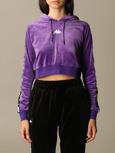 Shop Kappa Cropped Sweatshirt With Logo In Violet