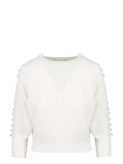 Shop See By Chloé Macrame` Details Cropped Sweater In White