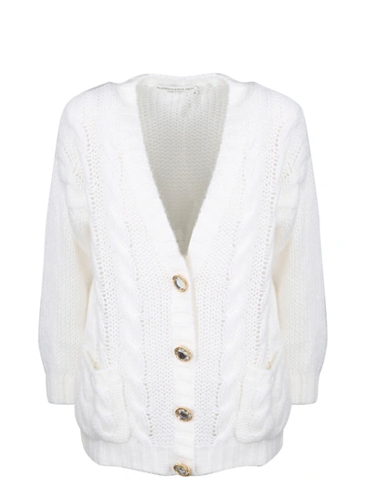 Shop Alessandra Rich Wool Mohair Cardigan In White