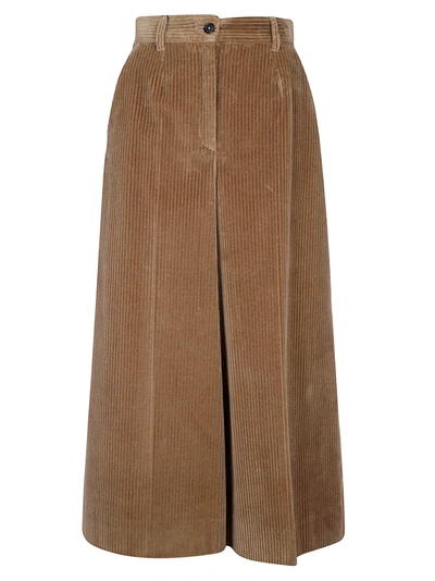 Shop Dolce & Gabbana Wide Flare Leg Ribbed Trousers In Brown