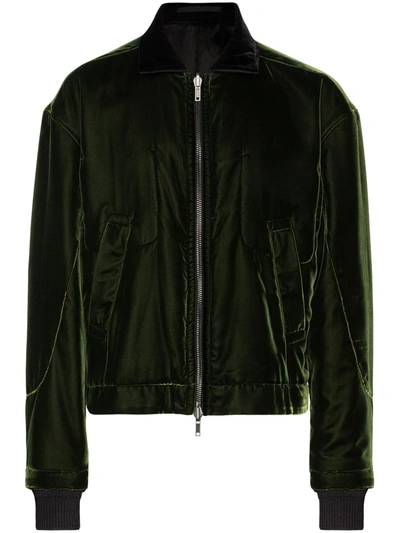 Shop Haider Ackermann Reversible Velvet Bomber Jacket In Green