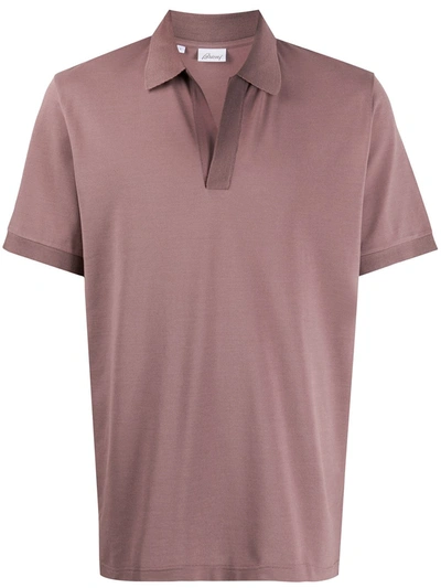 Shop Brioni Fine Knit Polo Shirt In Pink