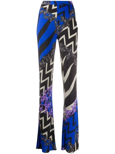 Shop Emilio Pucci Lupa Print High-waist Trousers In Blue