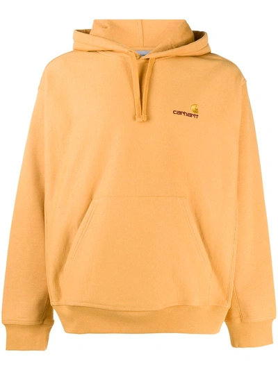 Shop Carhartt Embroidered Logo Hoodie In Yellow