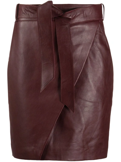 Shop L'autre Chose Belted Straight Skirt In Purple