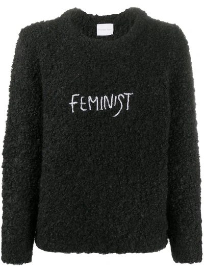 Shop Antonella Rizza Feminist Embroidery Textured Jumper In Black