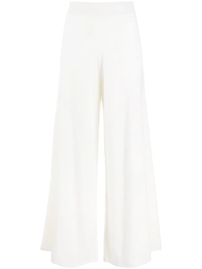 Shop Antonella Rizza Wide-leg Knitted Trousers In White