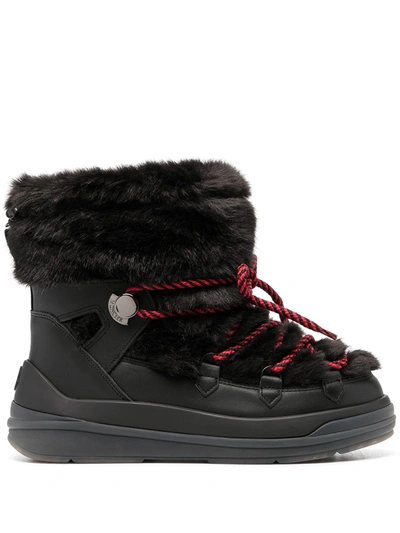 Shop Moncler Faux-fur Snow Boots In Black