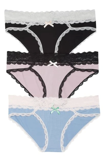 Shop Honeydew Intimates Ahna 3-pack Hipster Panties In Black Silver/ Bengal/ Moonlit