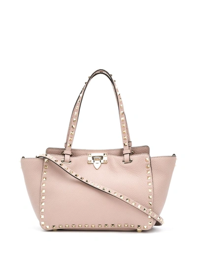 Shop Valentino Rockstud Small Leather Tote Bag In Pink