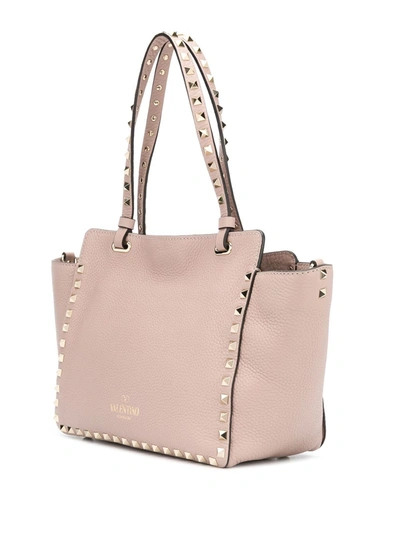 Shop Valentino Rockstud Small Leather Tote Bag In Pink