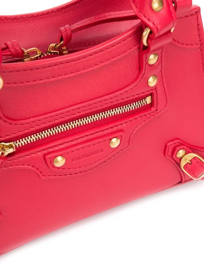 Shop Balenciaga Neo Class City Leather Mini Handbag In Red