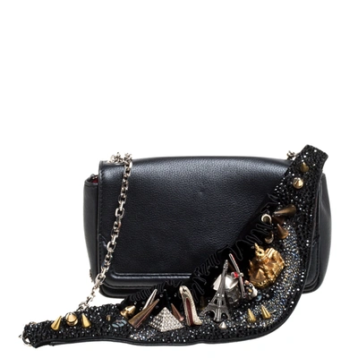 Pre-owned Christian Louboutin Black Leather Artemis Studded Shoulder Bag