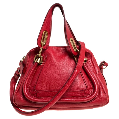 Pre-owned Chloé Red Leather Small Paraty Shoulder Bag