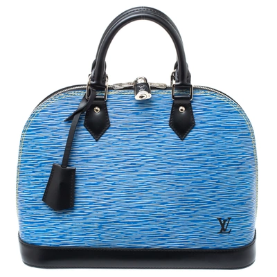 Pre-owned Louis Vuitton Light Denim Epi Leather Alma Pm Bag In Blue