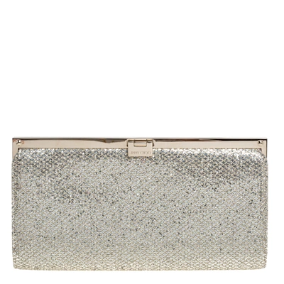 Pre-owned Jimmy Choo Metallic Gold Lace And Glitter Camille Clutch
