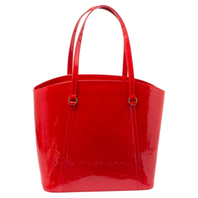 Pre-owned Louis Vuitton Grenadine Monogram Vernis Avalon Gm Bag In Red