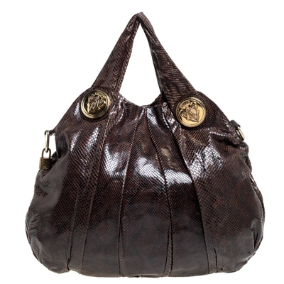 Pre-owned Gucci Brown Python Large Hysteria Hobo