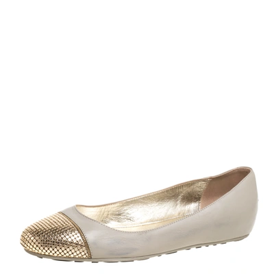 Pre-owned Jimmy Choo Beige Leather Waine Ballet Flats Size 37.5