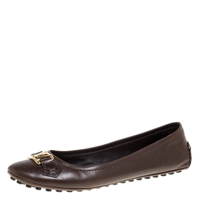 Pre-owned Louis Vuitton Brown Leather Oxford Ballet Flats Size 39.5