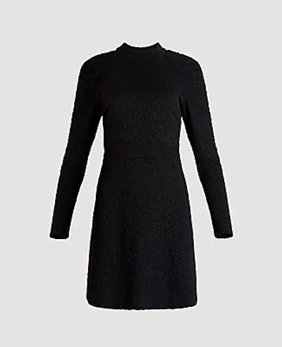 Shop Ann Taylor Animal Jacquard Flare Dress In Black