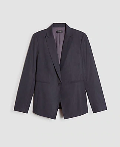 Shop Ann Taylor The One Button Blazer In Tropical Wool In Coal Grey