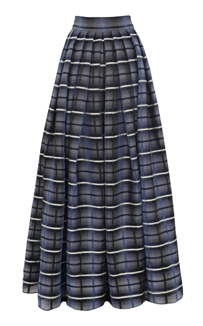 Shop Martin Grant Women's Limited Edition Checked Linen-silk Organza Maxi Skirt In Print