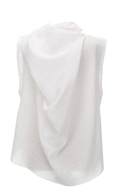 Shop Le17 Septembre Crinkled Voile Tie-neck Top In White