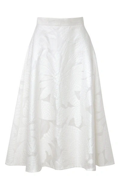 Shop Martin Grant Women's Limited Edition Cotton-silk Blend Floral-jacquard Midi Circle Skirt In White