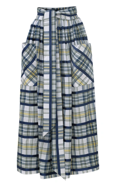 Shop Martin Grant Women's Belted Plaid Cotton-blend Midi Skirt