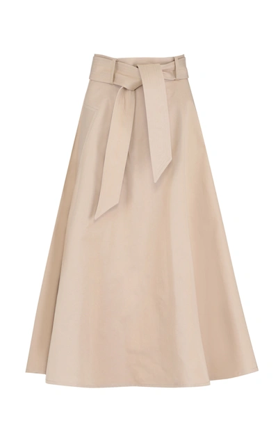 Shop Martin Grant Women's Belted Cotton Midi Circle Skirt In Neutral