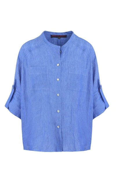 Shop Martin Grant Women's Linen Batwing Shirt In Blue