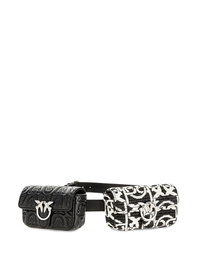 Shop Pinko Love Double-pouch Belt Bag In Black