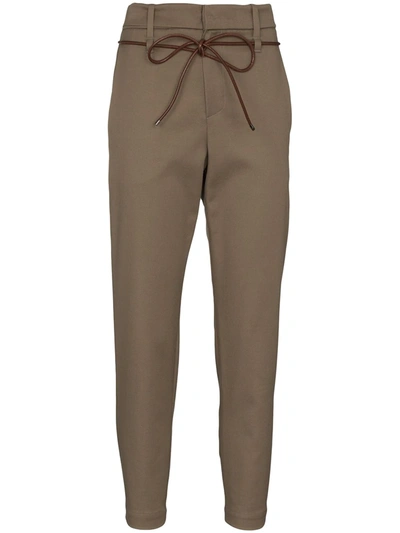 Shop Brunello Cucinelli Cropped Straight Leg Trousers In Green