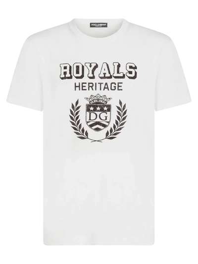 Shop Dolce & Gabbana Royals Heritage-print T-shirt In White