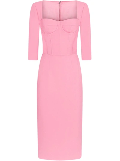 Shop Dolce & Gabbana Bustier Pencil Dress In Pink