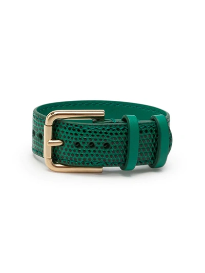 Shop Dolce & Gabbana Snakeskin Effect Buckled Bracelet In Green