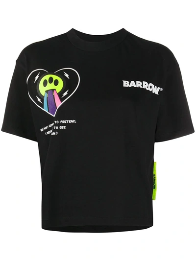 Shop Barrow Smiley Print T-shirt In Black