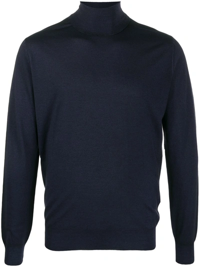 Shop Lardini Rollneck Knit Jumper In Blue