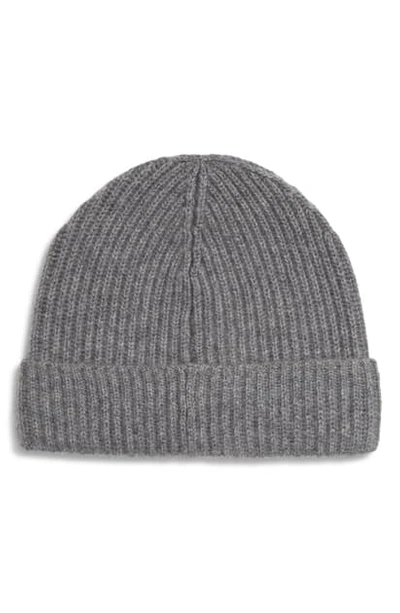 Andrew Stewart Cashmere Ribbed Beanie In Grey